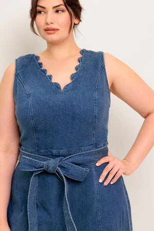 WHERE THE NIGHT MEDIUM INDIGO DENIM JUMPSUIT.