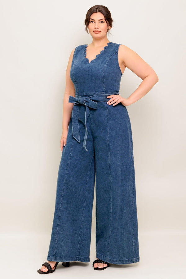 WHERE THE NIGHT MEDIUM INDIGO DENIM JUMPSUIT.