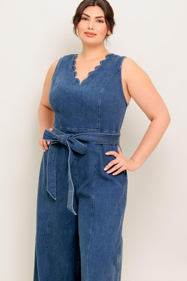 WHERE THE NIGHT MEDIUM INDIGO DENIM JUMPSUIT.