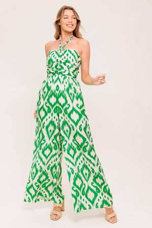 ANGELIC TOUCH GREEN WOVEN JUMPSUIT.