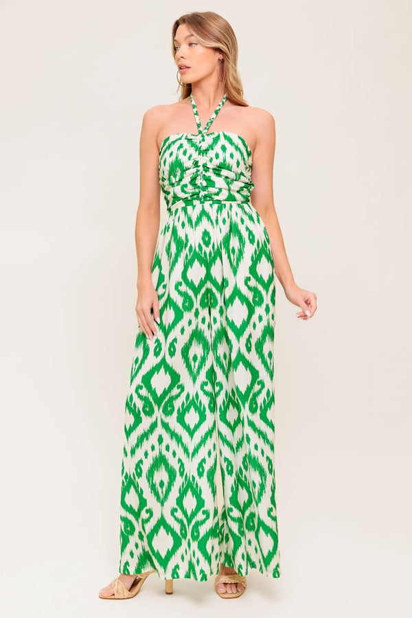 ANGELIC TOUCH GREEN WOVEN JUMPSUIT.