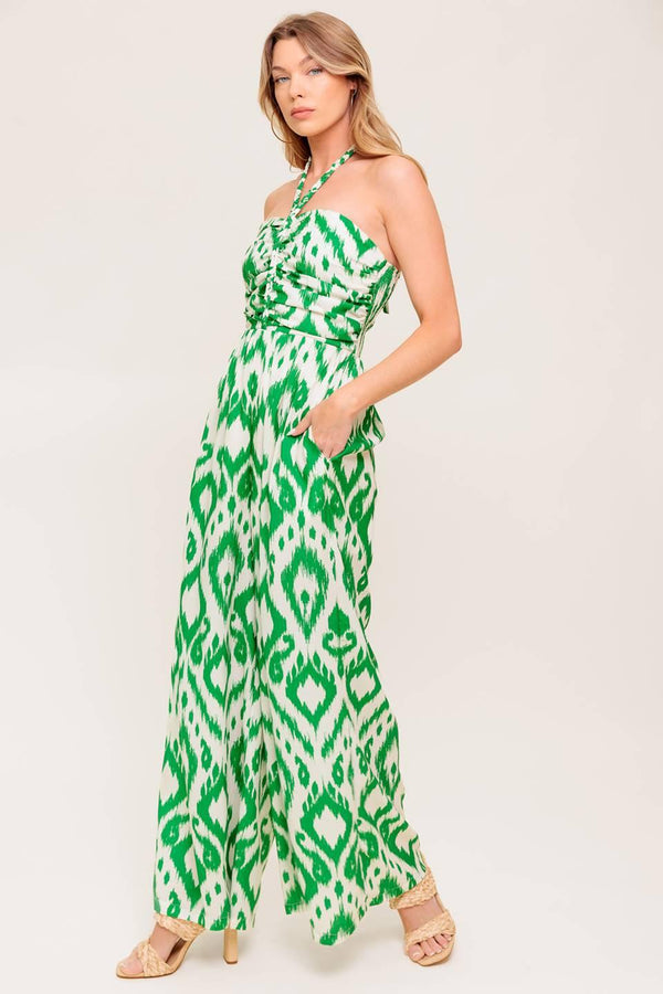 ANGELIC TOUCH GREEN WOVEN JUMPSUIT.
