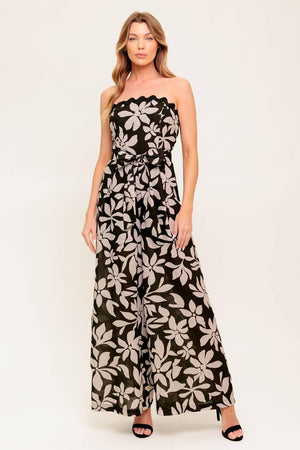DREAMY ELEGANCE BLACK WOVEN JUMPSUIT.