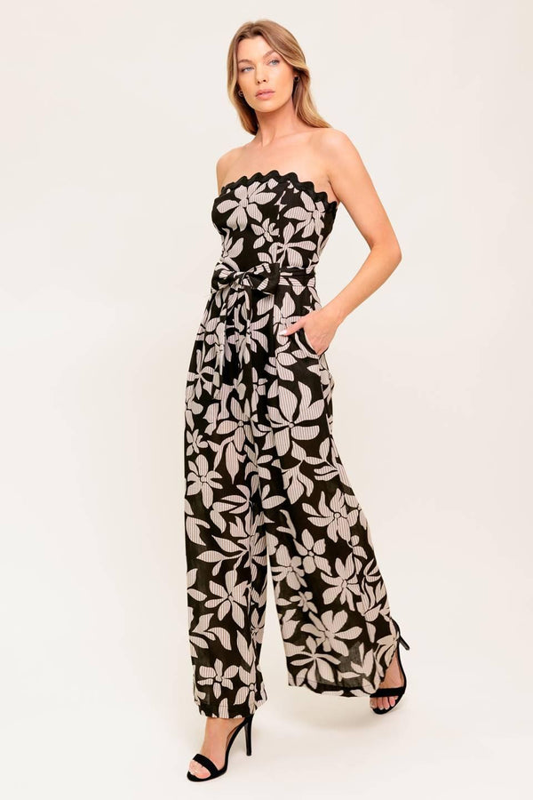 DREAMY ELEGANCE BLACK WOVEN JUMPSUIT.