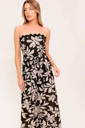 DREAMY ELEGANCE BLACK WOVEN JUMPSUIT.