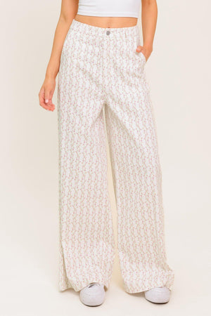 CITRUS FLOW IVORY WOVEN PANTS.
