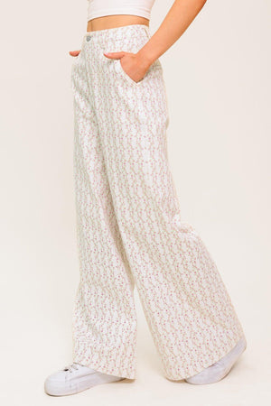 CITRUS FLOW IVORY WOVEN PANTS.