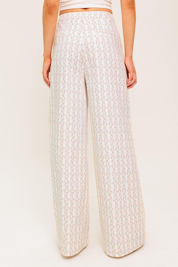 CITRUS FLOW IVORY WOVEN PANTS.
