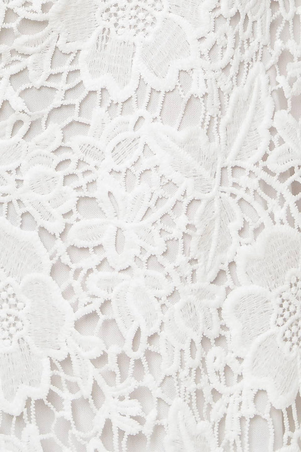 JUST ENOUGH OFF WHITE WOVEN LACE JUMPSUIT.