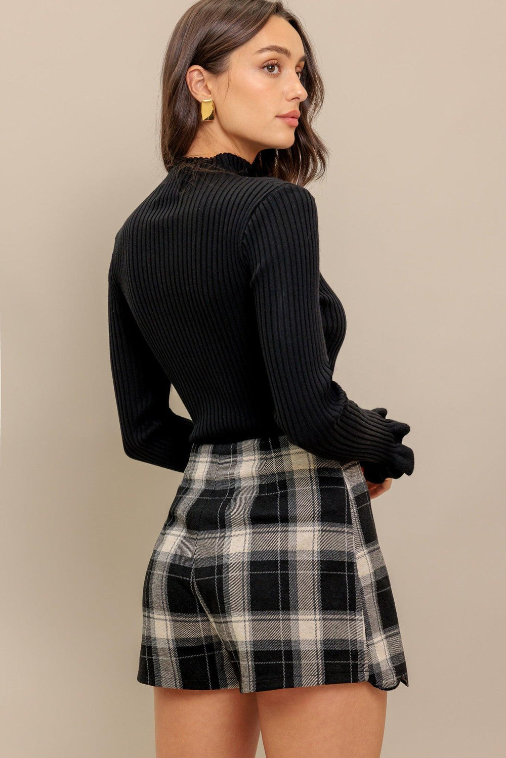 FRENCH BELL WOVEN PLAID SKORT