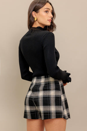 FRENCH BELL WOVEN PLAID SKORT.
