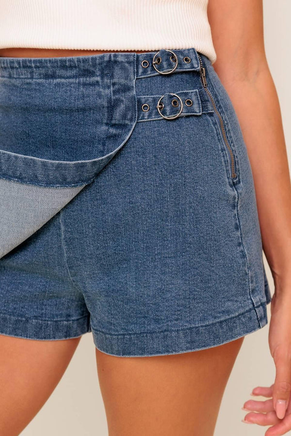 WILD BLUE MORNINGS DENIM SKORT.