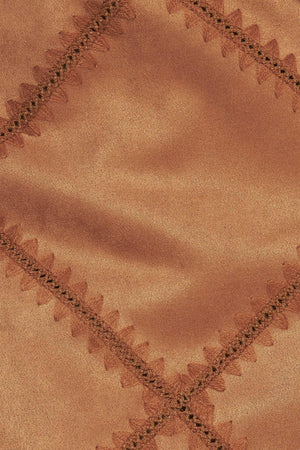 A faux suede patch work skort with side zipper closure