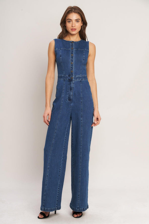 CITY STROLL DENIM JUMPSUIT.