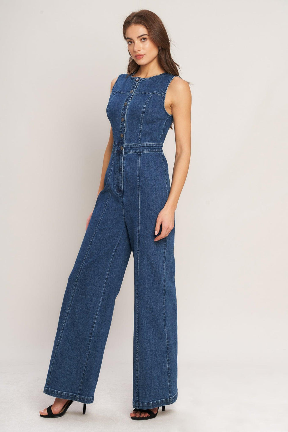 CITY STROLL DENIM JUMPSUIT.