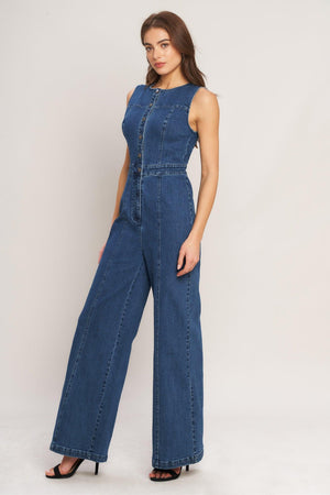 CITY STROLL DENIM JUMPSUIT.