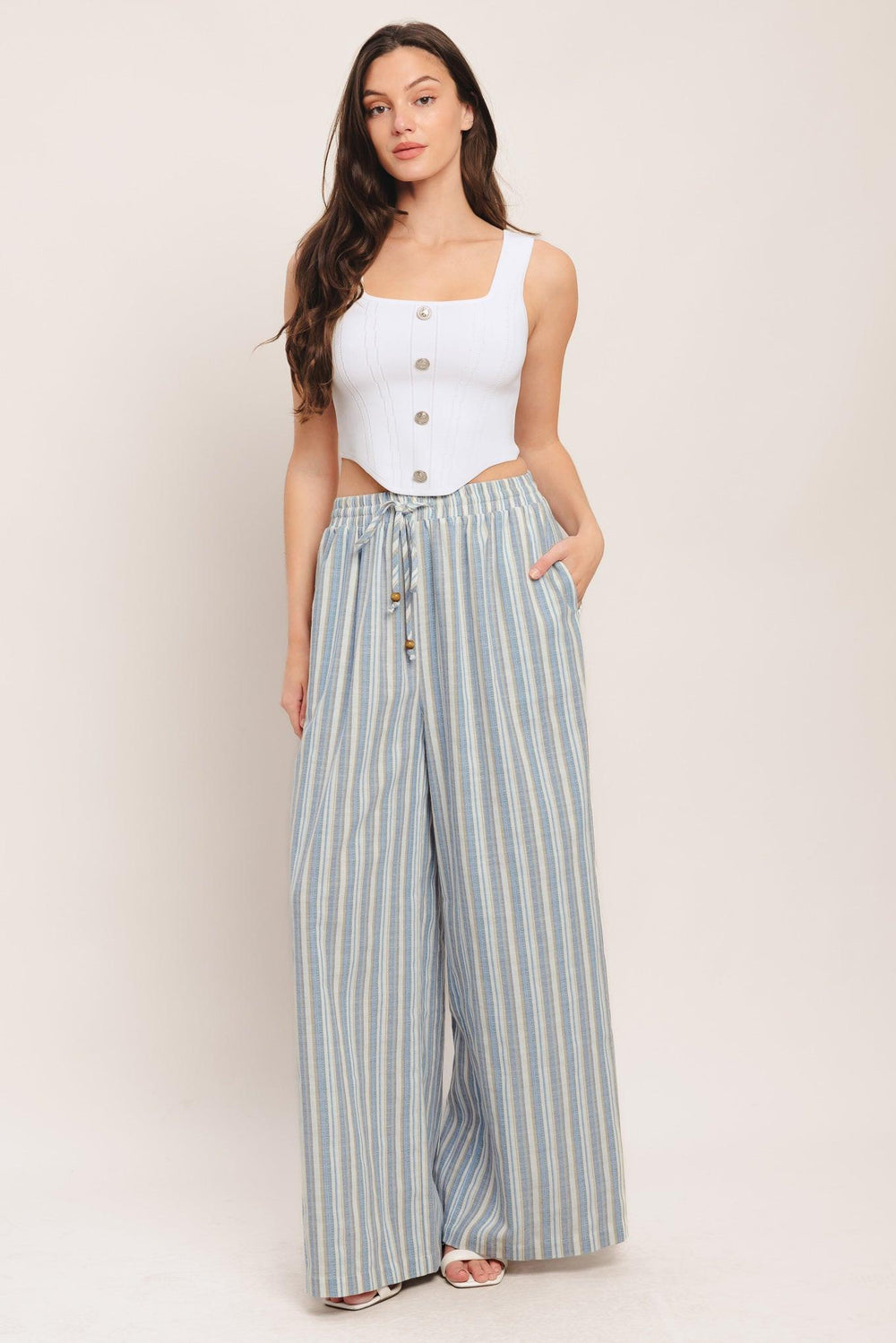 COASTAL DAY STRIP WOVEN PANTS - Flying Tomato - PANTS - Flying Tomato