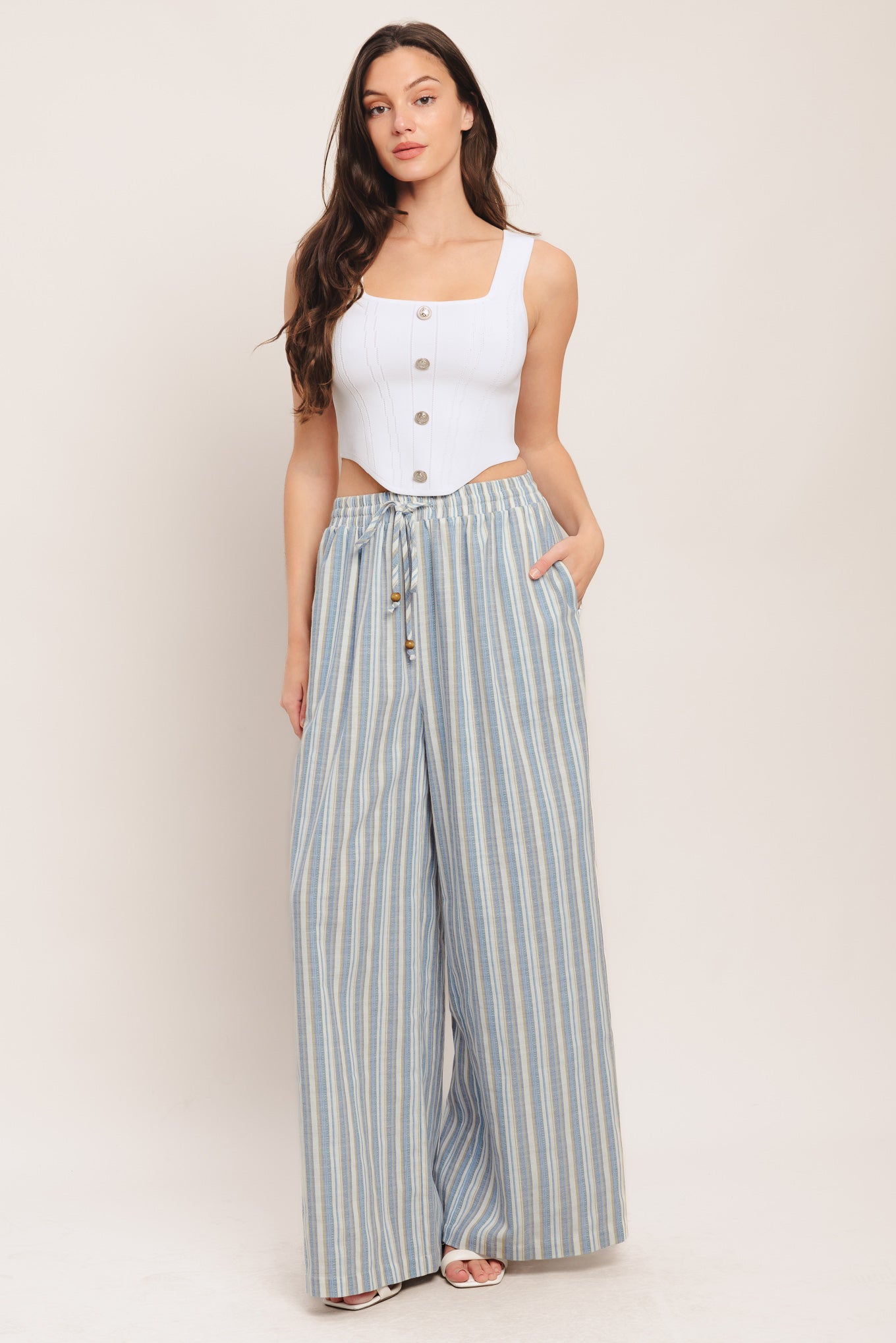 COASTAL DAY STRIP WOVEN PANTS