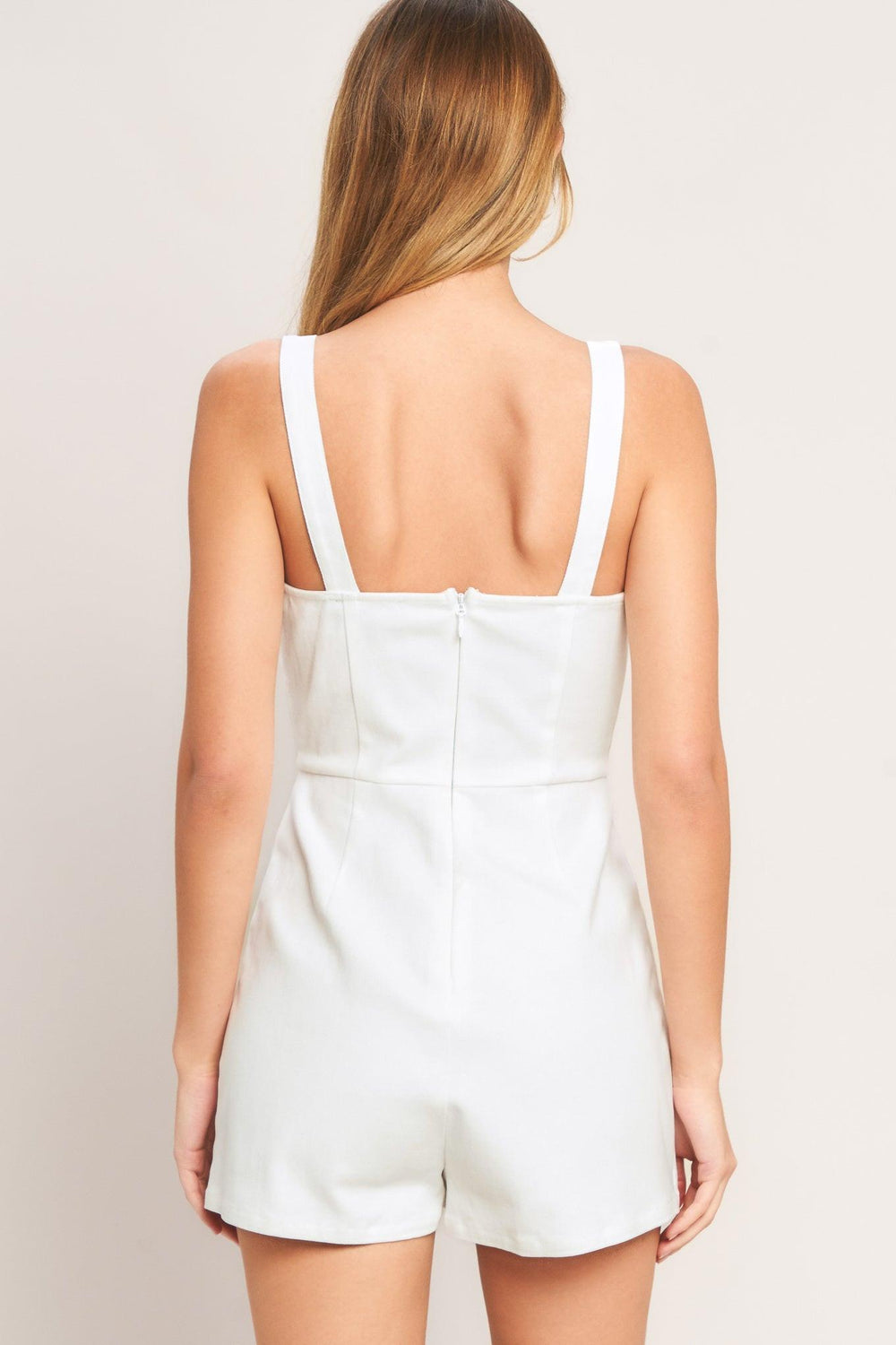 FIRST DATE WOVEN SKORT ROMPER.