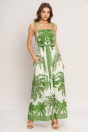 PALM LUXE WOVEN JUMPSUIT.