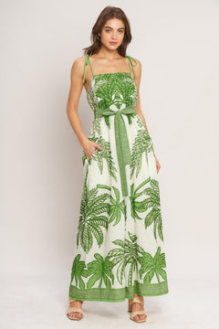 PALM LUXE WOVEN JUMPSUIT.