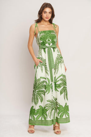 PALM LUXE WOVEN JUMPSUIT.