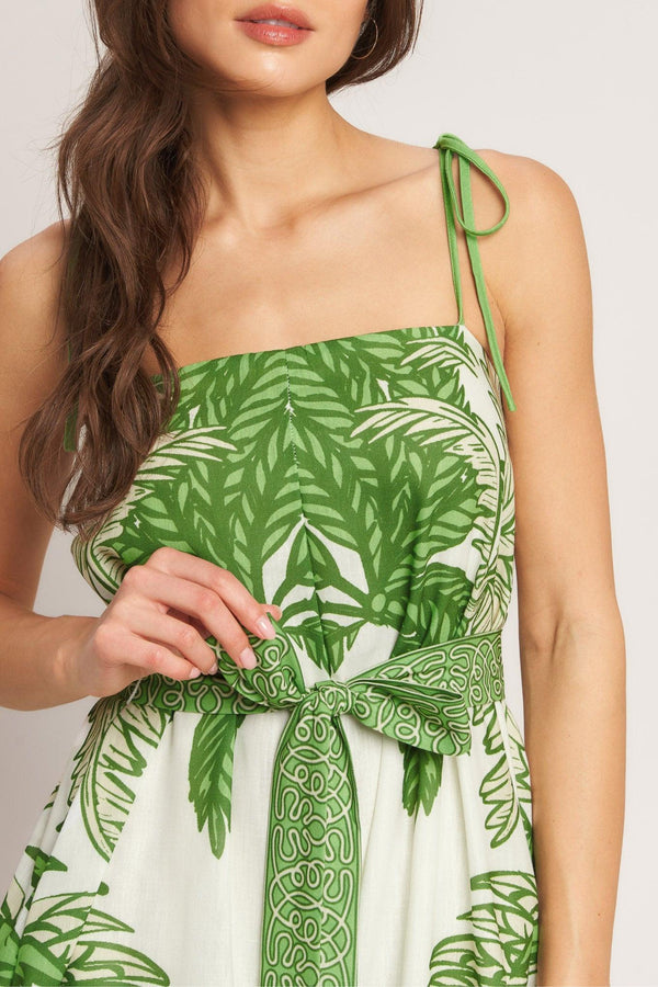 PALM LUXE WOVEN JUMPSUIT.
