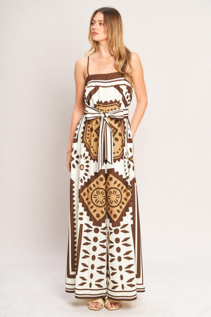 EARTHY ELEGANCE BOHO WOVEN JUMPSUIT.