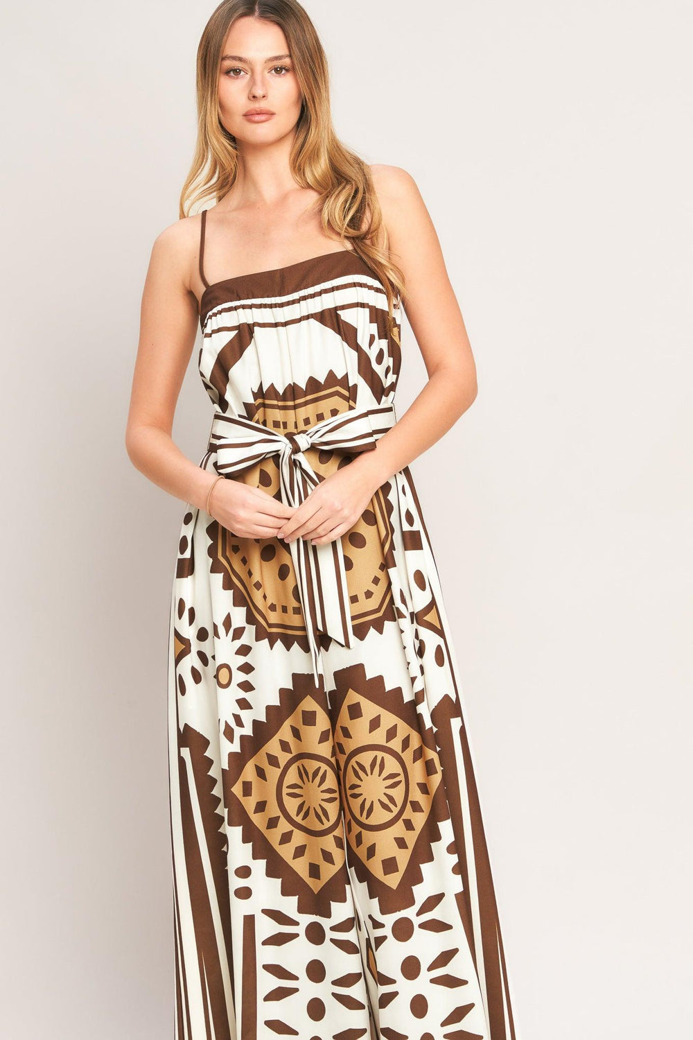 EARTHY ELEGANCE BOHO WOVEN JUMPSUIT.