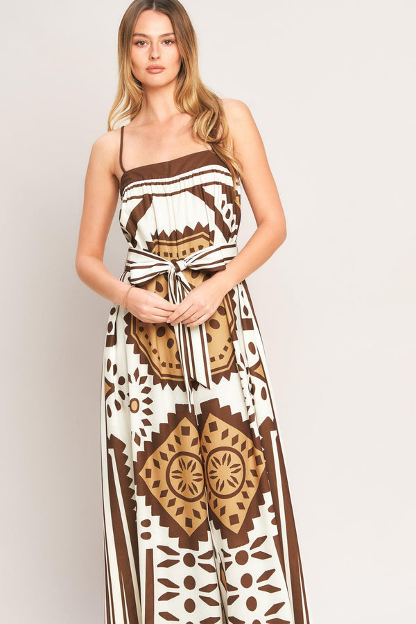 EARTHY ELEGANCE BOHO WOVEN JUMPSUIT.