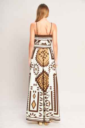EARTHY ELEGANCE BOHO WOVEN JUMPSUIT.