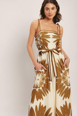 DESERT SUNBURST WOVEN JUMPSUIT.
