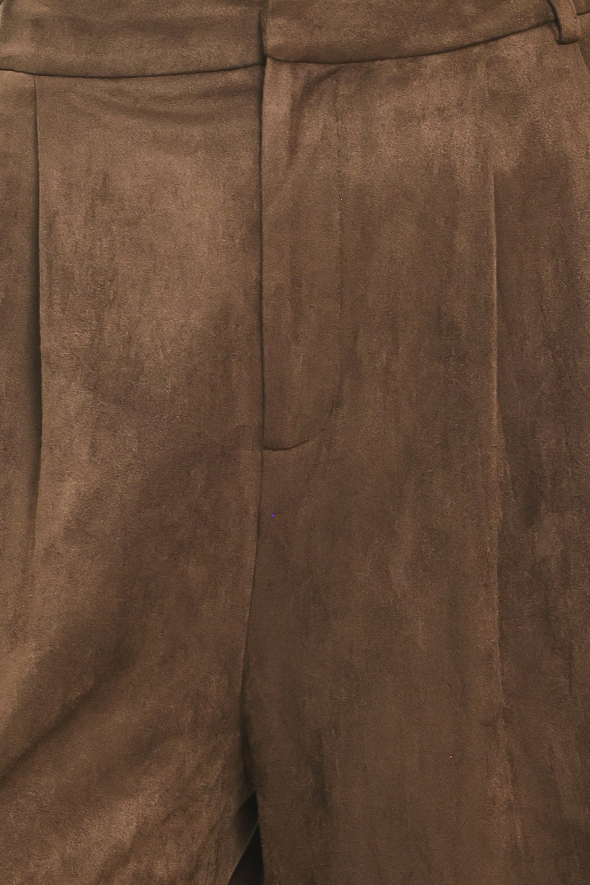 A person wearing high-waisted, wide-leg brown suede pants | Flying Tomato