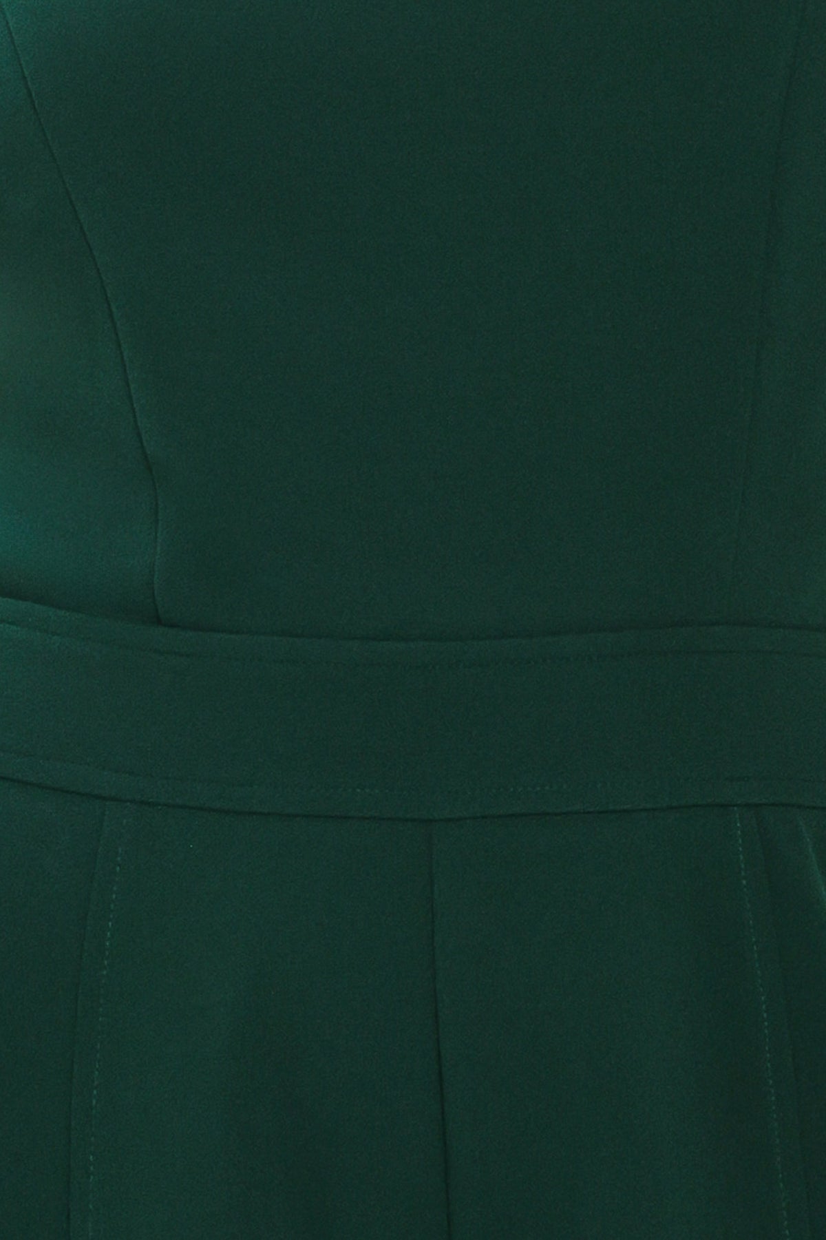 Woman wearing a sleeveless square neck solid hunter green wide-leg jumpsuit | Flying Tomato