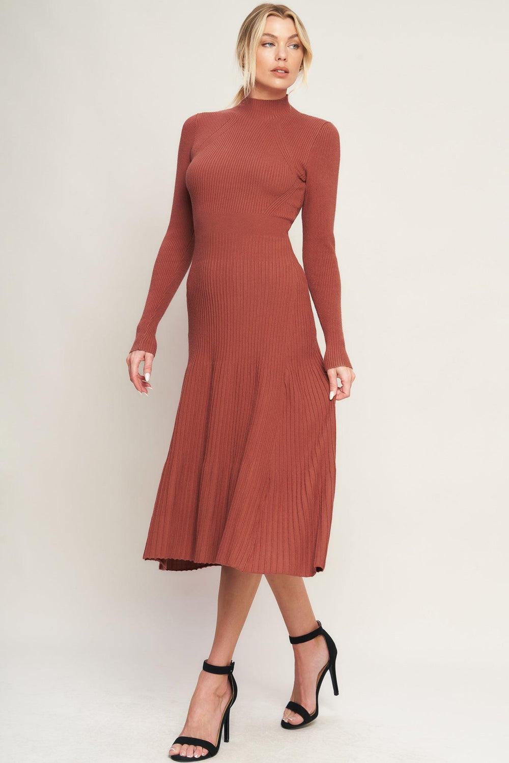 STOLEN KISSES SWEATER MIDI DRESS.