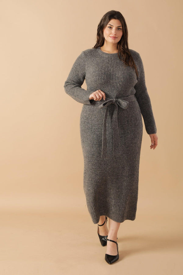 BE GOOD TO ME SWEATER MIDI DRESS.