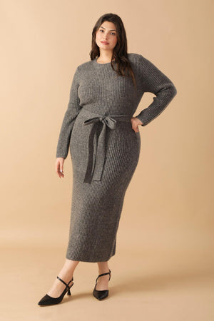 BE GOOD TO ME SWEATER MIDI DRESS.
