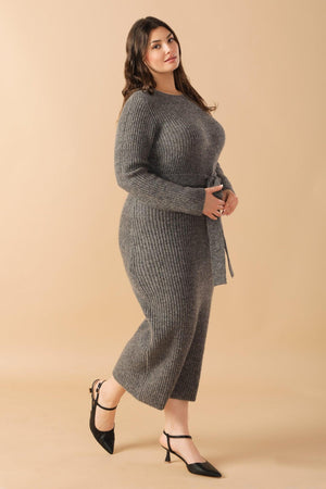 BE GOOD TO ME SWEATER MIDI DRESS.