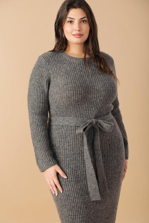 BE GOOD TO ME SWEATER MIDI DRESS.