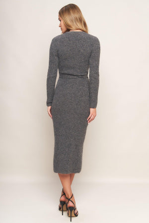 BE GOOD TO ME SWEATER MIDI DRESS.