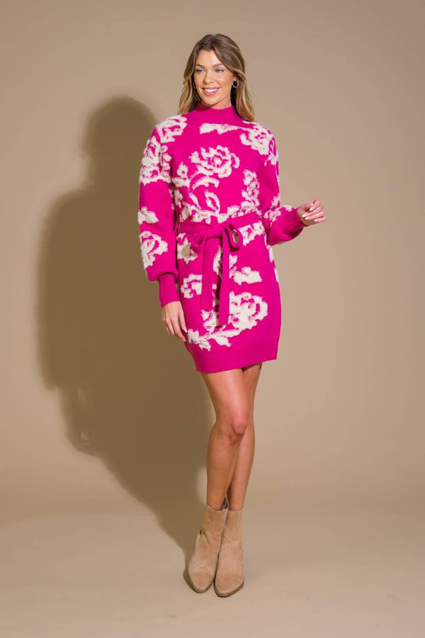 HEART ON DISPLAY SWEATER MINI DRESS.