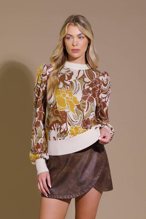 KEEPING TABS JACQUARD PULLOVER SWEATER TOP.