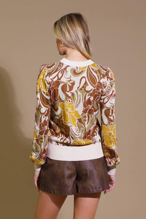 KEEPING TABS JACQUARD PULLOVER SWEATER TOP.