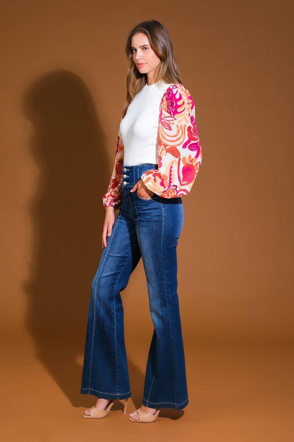 MAJESTIC FLOW SWEATER WOVEN TOP.