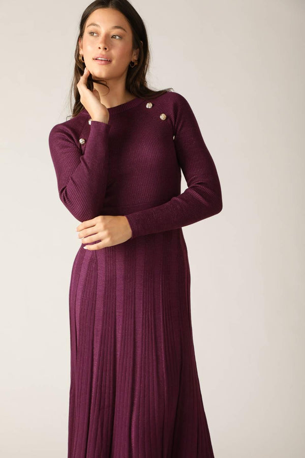 HIGH STANDARDS SWEATER MIDI DRESS.