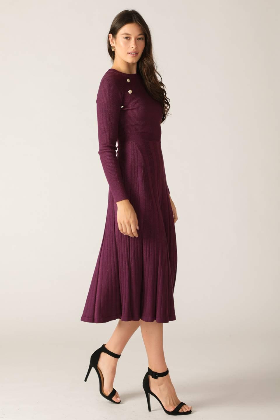 HIGH STANDARDS SWEATER MIDI DRESS l FLYING TOMATO ORCHID METALLIC / S HIGH STANDARDS SWEATER MIDI DRESS l FLYING TOMATO ORCHID METALLIC / S