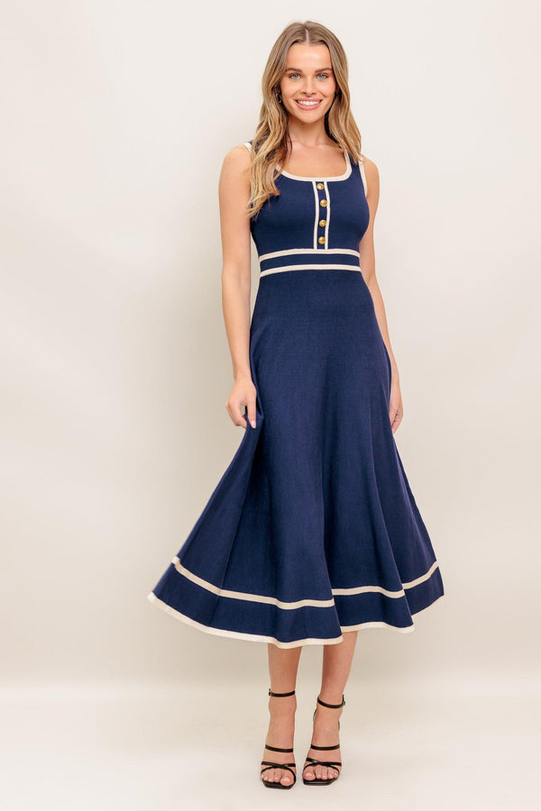 DREAMY DAISY KNIT MIDI DRESS.