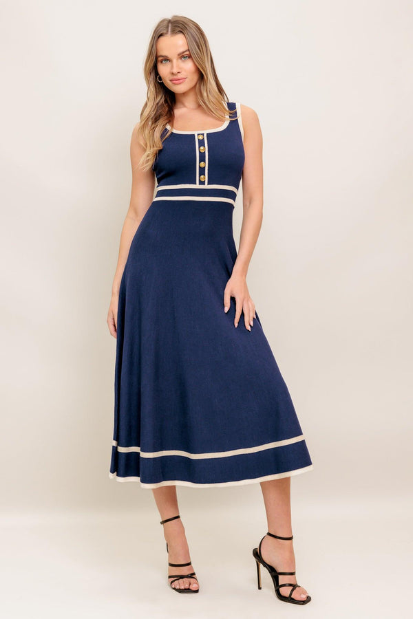 DREAMY DAISY KNIT MIDI DRESS.