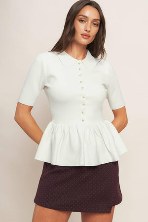 SWEET SERENADE CREAM WOVEN TOP.