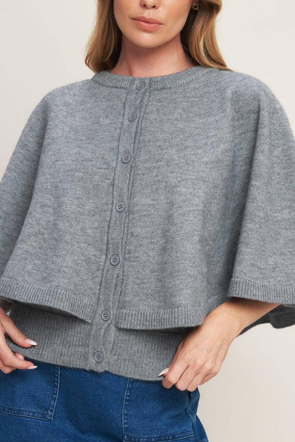 MISTY SHAWL CAPELET SWEATER - Flying Tomato - SWEATERS - Flying Tomato